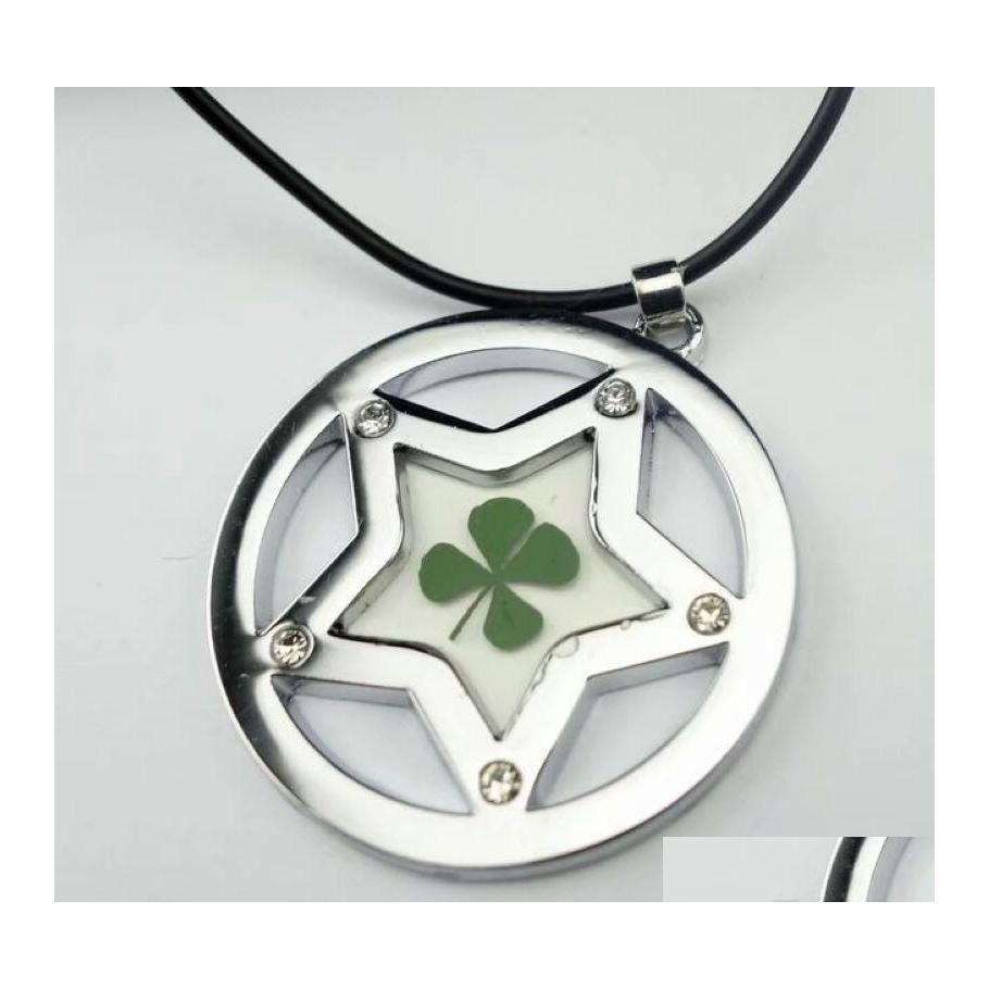 

Pendant Necklaces 100 Pcs Jewelrt Real Shamrock Four Leaf Clover Round Design Star Style Drop Delivery Jewelry Pendants Otuph Dhkcl