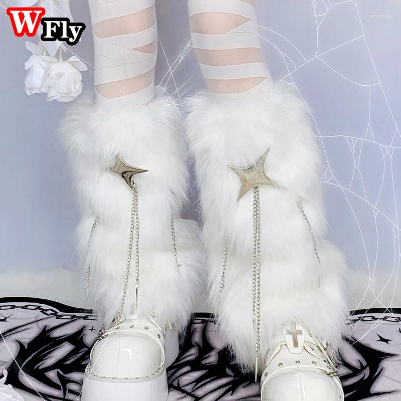 

Women Socks Subcultural Plush Leg Warmer Gothic Harajuku Spicy Girls Sweet Warmers Punk Y2k Millennium Lolita Woman, 40cm