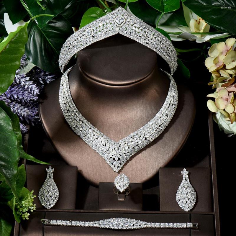 

Necklace Earrings Set Fashion Beauty 5pcs Full CZ Pendientes Women Bridal Earring Wedding Party Accessories N-1618, Picture shown