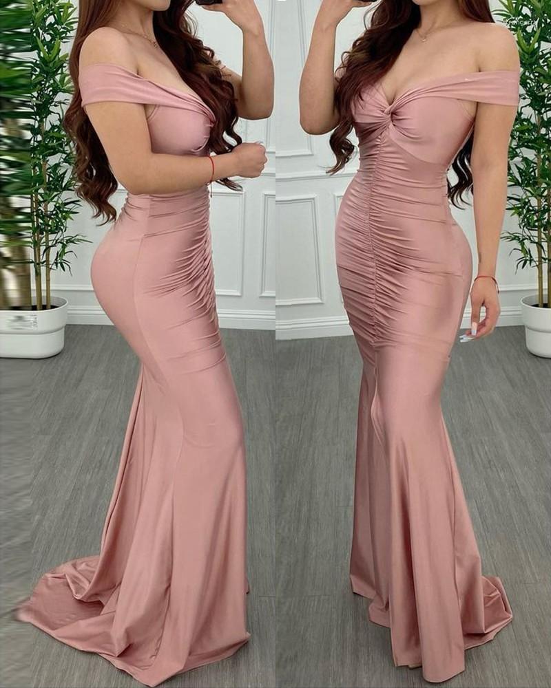 

Party Dresses Fashion Maxi Dress Women' 2023 Sexy Off Shoulder Twist Ruched Mermaid