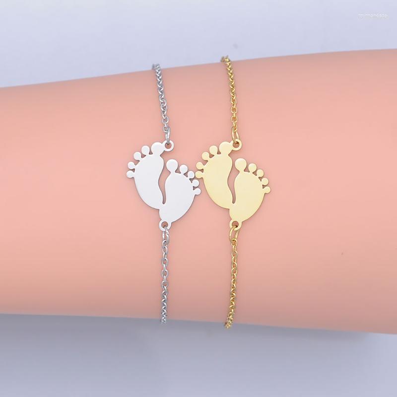 

Link Bracelets Chain Stainless Steel Dainty Baby Foot Charm Bracelet For Women Wholesale Super Quality High Polished DropLink Raym22