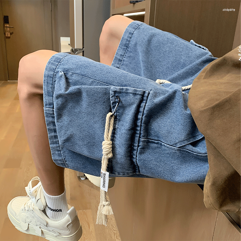 

Women's Shorts Women's Y2K Summer Women Vintage Streetwear Korean Denim High Waist Knee Length Wide Leg Baggy Cargo Short Pants, Sky blue