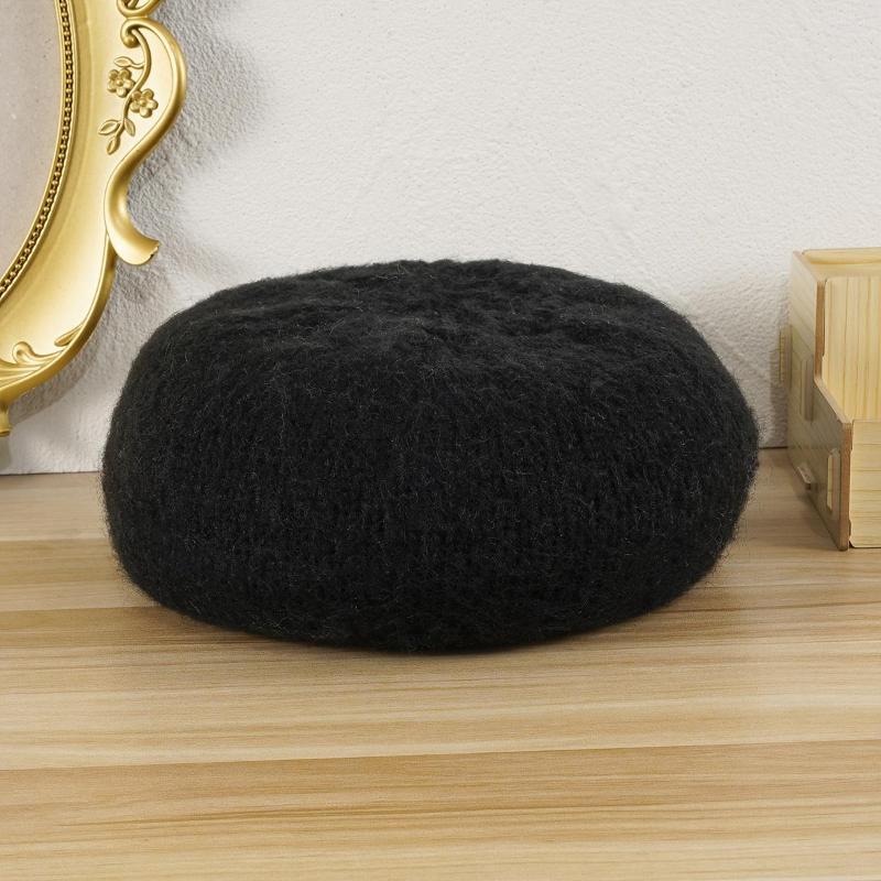 

Beanies Beret Hat Wool Winter Womens Fashion Elastic Thread Knitted Birthday Gifts For Her, White