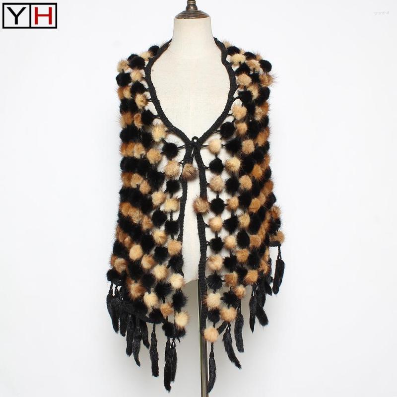 

Scarves Women Genuine Shawl Poncho Natural Real Ball Scarf Lady Fashion Pashminas