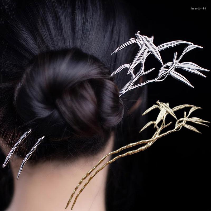 

Hair Clips Hairpin Sticks Bamboo Leaf Metal Vintage Headwear Accessories For Women DIY Hairstyle Design Tools