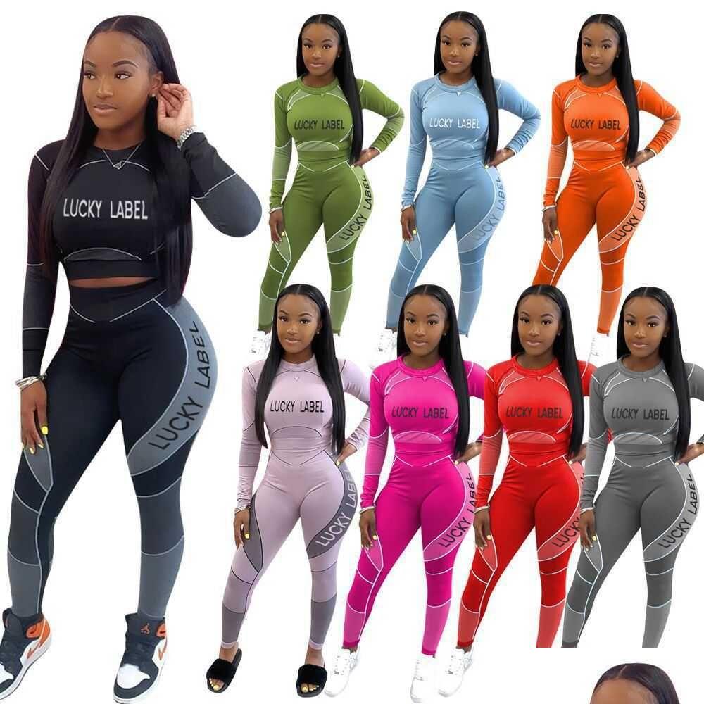 

Women'S Tracksuits Women Designers Clothes 2021 Fashion Womens Positioning Letter Printed Long Sleeve Leisure Sports Suit Sportwear Dhk7A, Rose pink