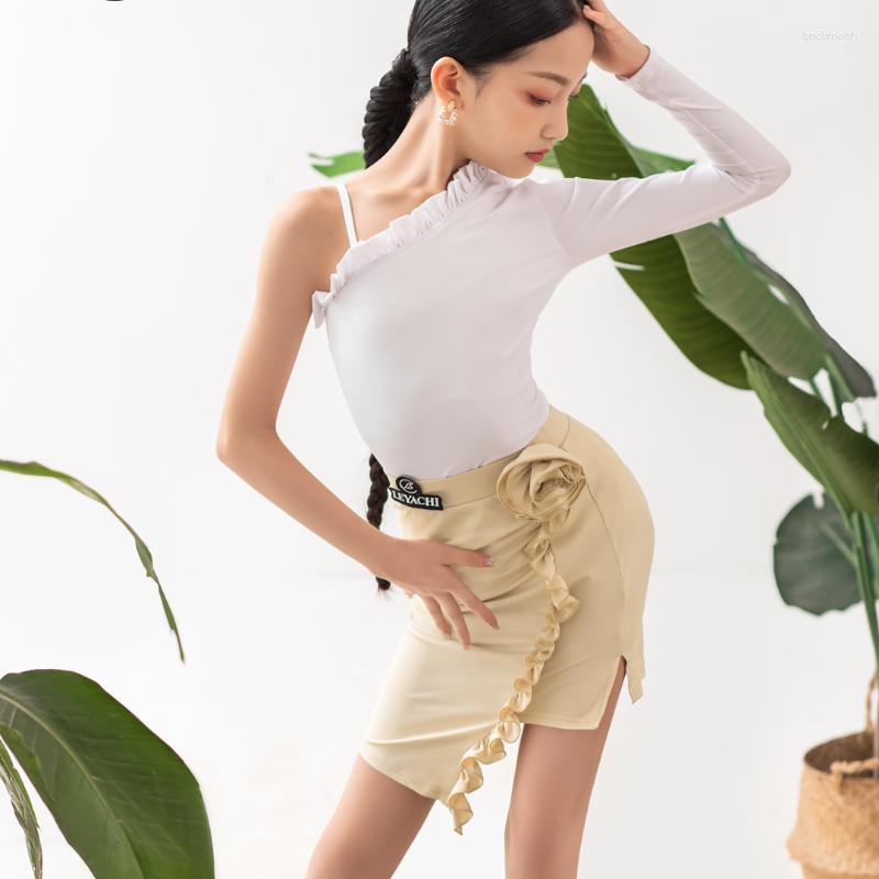 

Stage Wear NY07 LT60020KS Long Sleeve Bodysuit Lotus Kids Latin Dance Skirt For Girl Professional Competition Ballroom Dancing Costume, 001