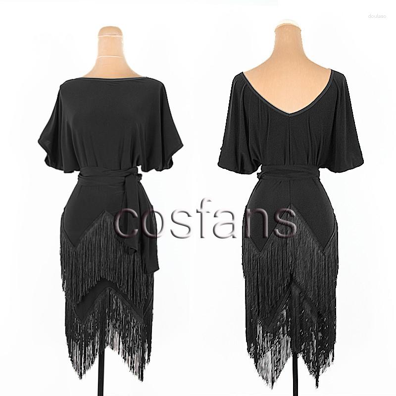 

Stage Wear Latin Dance Costume Female Adult Practice Ballroom Dress Fringe Professional Samba Training Clothes, As shown