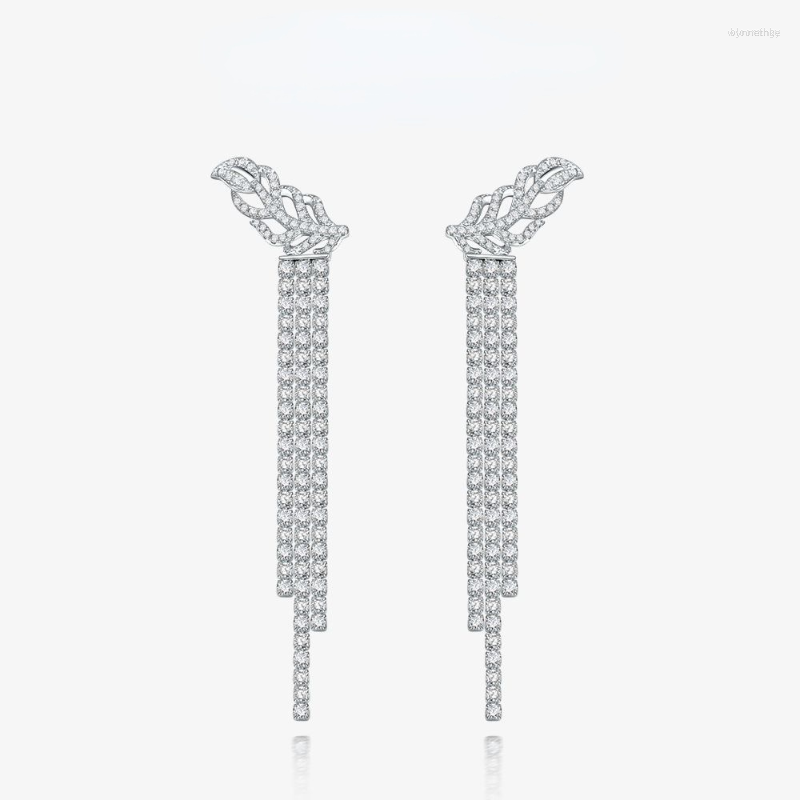 

Stud Earrings Soild 925 Sterling Silver Full Created Moissanite Diamon Drop For Women Sparkling Wedding Party Fine Jewelry