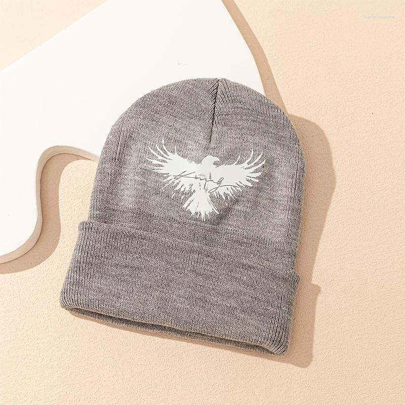 

Beanies Eagle Print Beanie Knit Hat Winter Soft Warm Skull Cap Women Men Unisex Year Presents Valentine's Gift For Her, Hemp ash