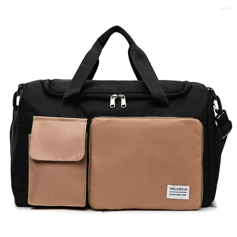 

Evening Bags Fashion Women Nylon Crossbody Bag Shoulder Waterproof Handbags Tote Shopper Travel Messenger Purse, Beige with coffee