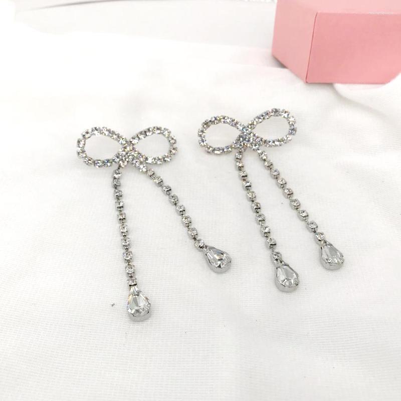 

Dangle Earrings 2023 Arrival Pearl Trendy Bowknot Women Korean Style Bow Tassel Long Fashion Female Jewelry