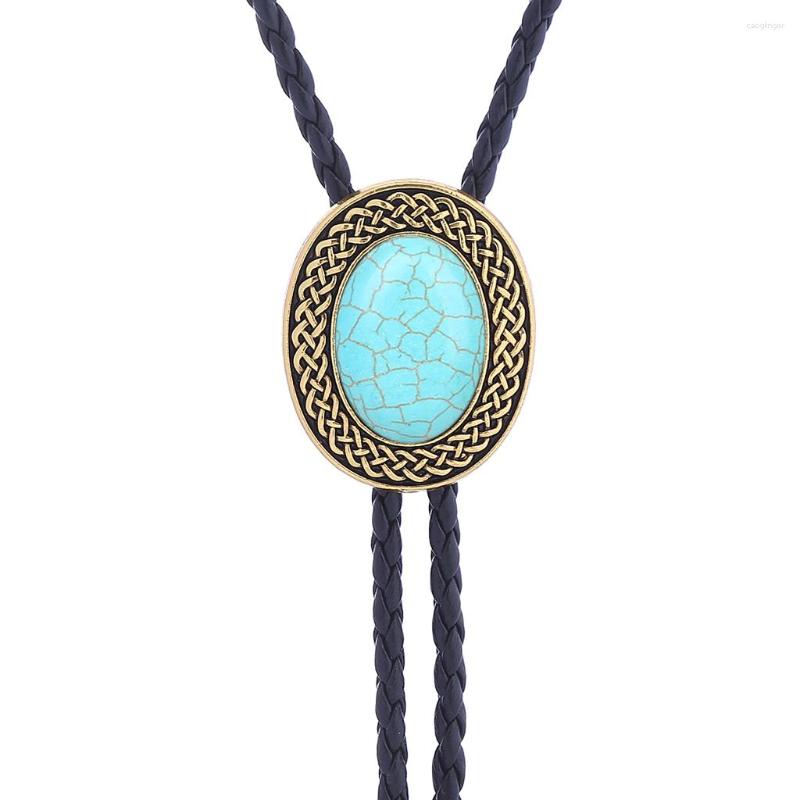 

Bow Ties Celtic Pattern Oval Retro Bolo Tie Golden