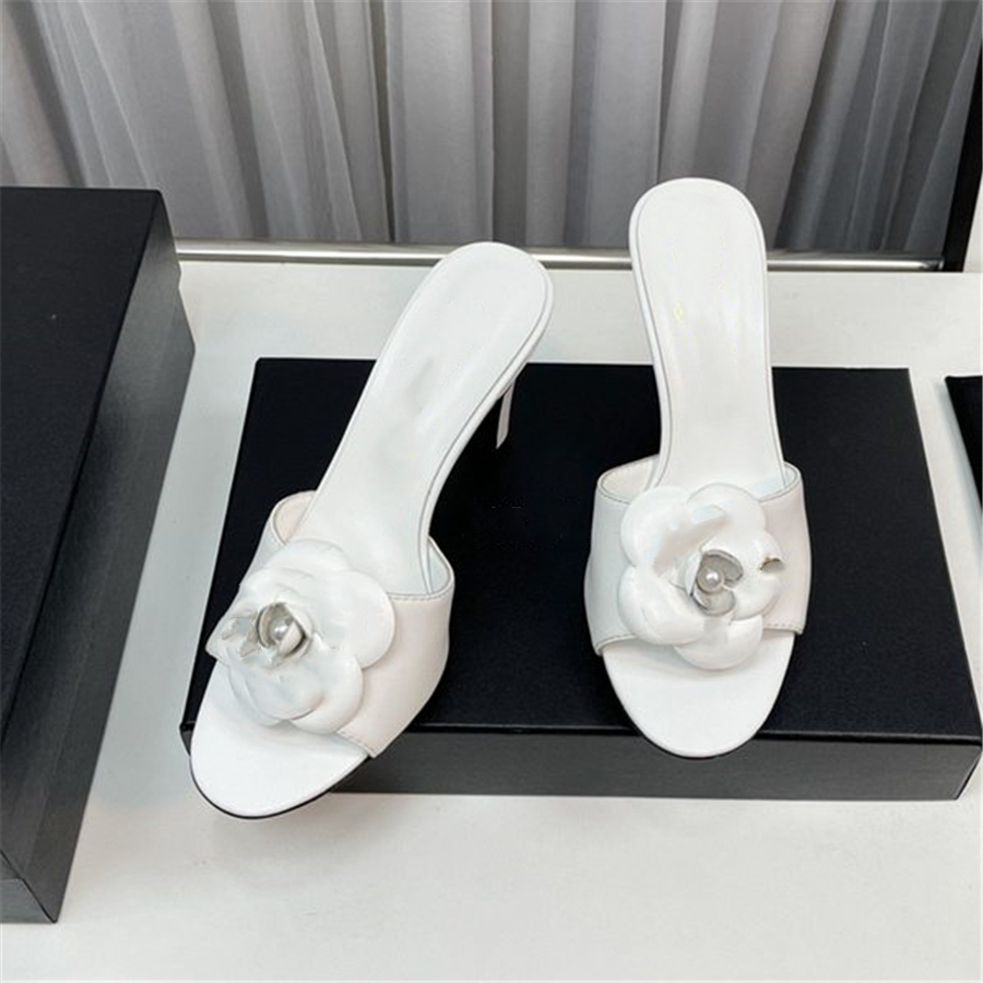 

Luxury Design Sandals 2023 Fashion Channel Women Summer High Heels Leather Cross Lace up Student Casual Slippers 016-002