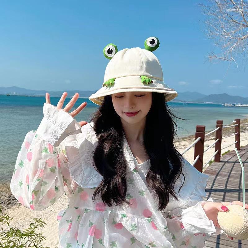 

Berets Frog Hat Spring And Summer Sun Visor With Ears, Khaki