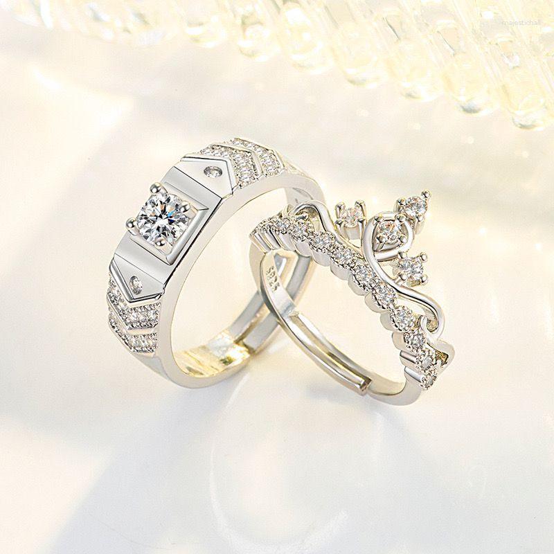 

Wedding Rings MxGxFam Crown Couple For Lovers Women Men White Gold Plated Korea Jewelry Fashion
