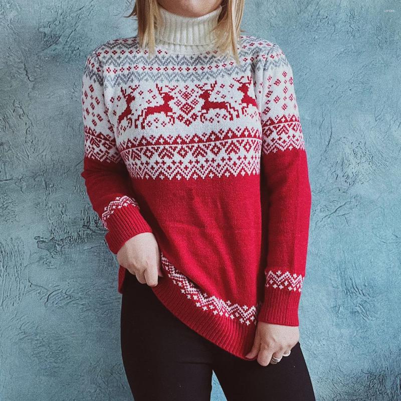 

Women' Sweaters Christmas Theme Pattern Women' Warm Sweater 2023 Couple Winter Pullover Women O Neck Elk Snowflake Thickened, Red