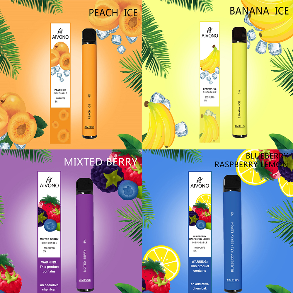 

AIVONO Aim Plus 800 Puffs Authentic Disposable E Cigarettes 0% 2% 5% Capacity 3.2ML Vape Desechable Battery 550MAH 22 Flavors