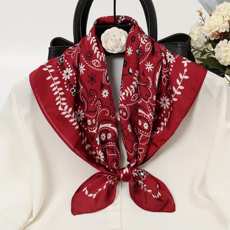 

Scarves 70x70cm Woman Scarf Silk Feeling Hair Neck Square For Women Muffler Handkerchief Ladies Wrap