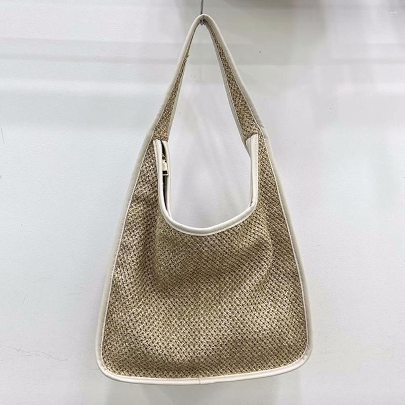 

Evening Bags Women Shoulder Bag Large Hand-woven Underarm Boho Casual Armpit Soft Retro Summer Shopping Purse Travel, White