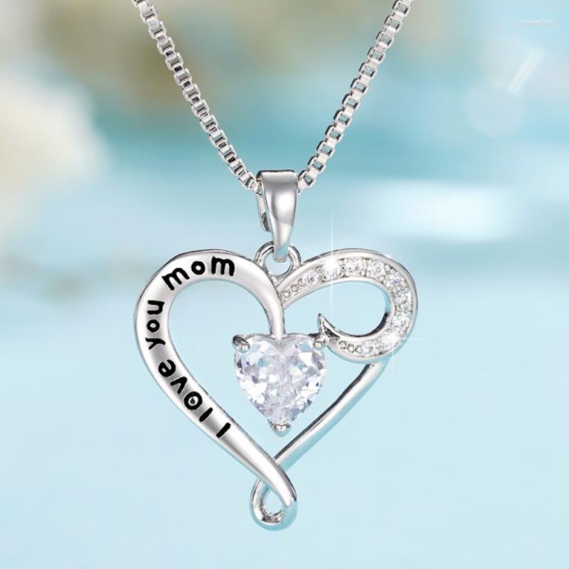 

Pendant Necklaces CAOSHI Exquisite Heart Necklace For Mom Silver Color Jewelry With Brilliant Zirconia Fashion Female Party Accessories