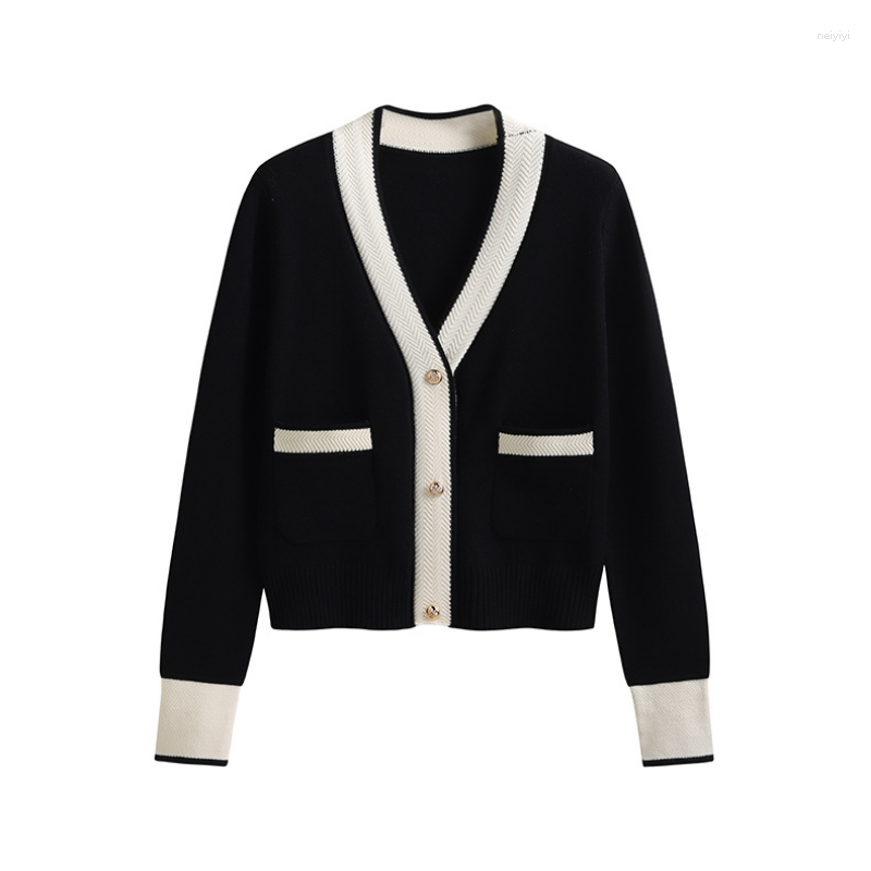 

Women's Jackets ZXRYXGS Temperament Elegant Knitted Cardigan Female Coat 2023 Spring Spell Color Women's Clothing Sweater, Black