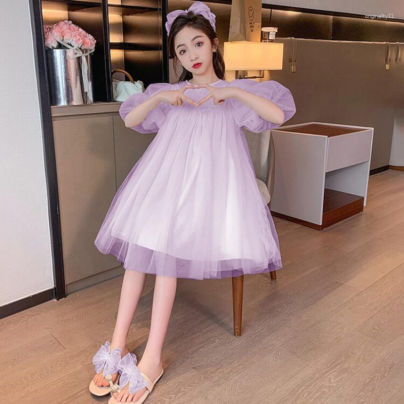 

Girl Dresses Summer For Young Girls 4-16 Years Elegant Party Dress 2023 Children's Clothes Free Delivery Korean Style, Purple