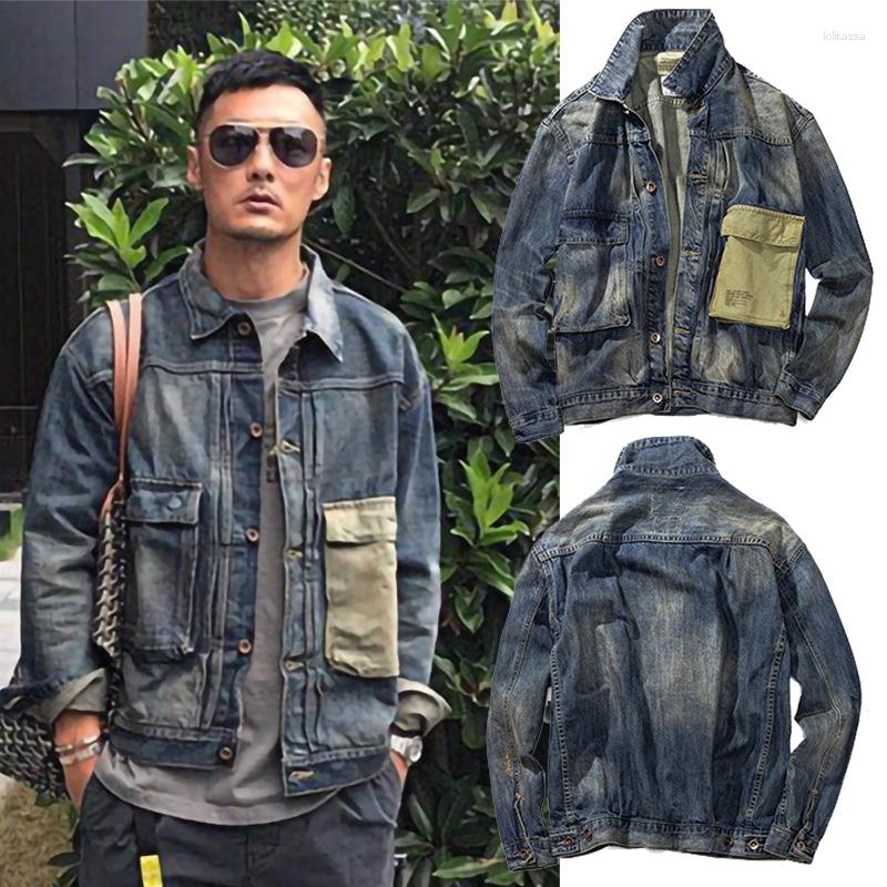

Men' Jackets Denim Jacket Men Hole Retro Motorcyle Basic Coat Streetwear Hip Hop Bomber Cowboy Men' Jean Chaqueta Hombre, Blue