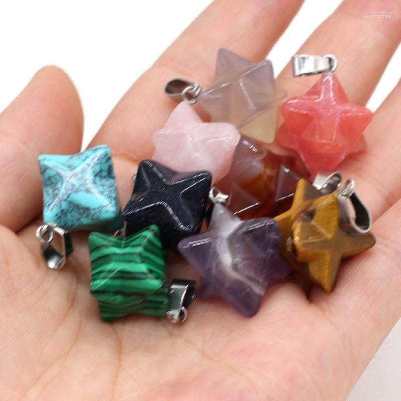 

Pendant Necklaces Natural Stone Agates Crystal Charms Spiny Ball Shape Opal Tiger Eye Pendants For DIY Necklace Earring Jewelry Making
