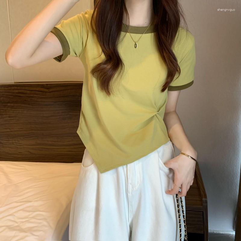 

Women's T Shirts Y2k Tops Irregular Shirt For Women Solid Tees Korean Clothes Streetwear Casual T-shirt 2023 Summer Camisas Y Blusas Ropa, Black