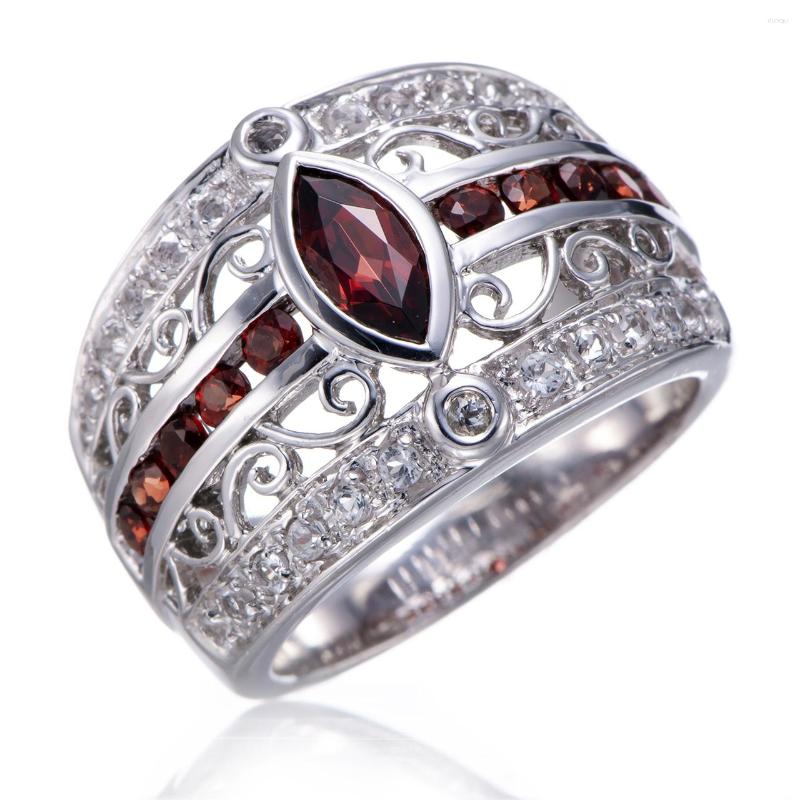 

Cluster Rings Garnet Rhodium Over Sterling Silver Ring