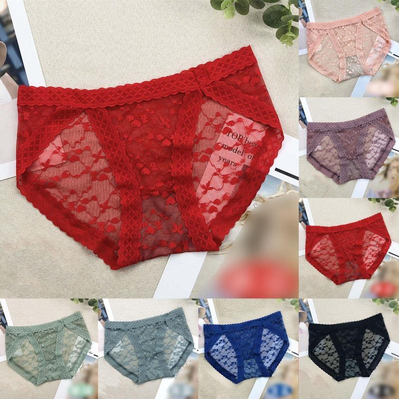 

Women's Panties Transparent Women's Sexy Lady Perspective Panty Mesh Lace Breathable Soft Underpants Intimates Lingerie Briefs, Blue