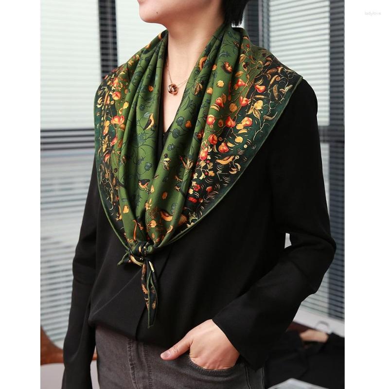 

Scarves Twill Silk Scarf Hijab Foulard Women Square Scarfs Shawl Wraps Hand Rolled Edges 88x88cm