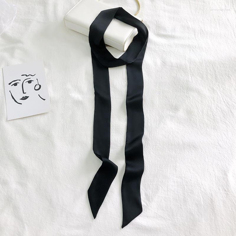 

Scarves Women Narrow Long Scarf Solid Color Chiffon Silk Rubber Red Tie Black Bag Ribbon Headbands Choker Streamer 200x5cm Fashion