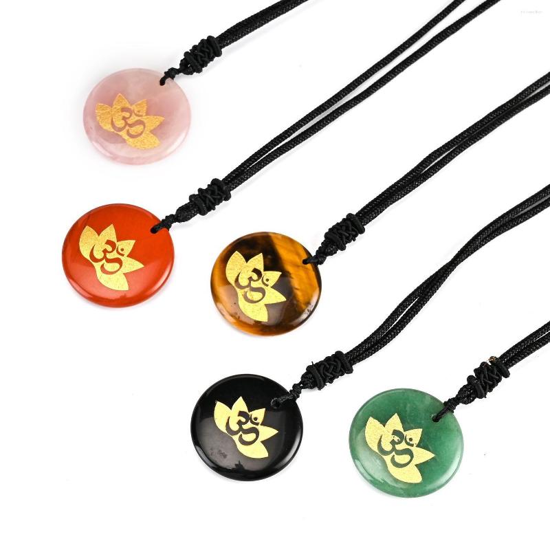 

Pendant Necklaces Natural Stone Necklace Women Men Reiki Healing Chakra Lotus Flower Opal Obsidian Purple Crystal Pendulum Yoga Meditation