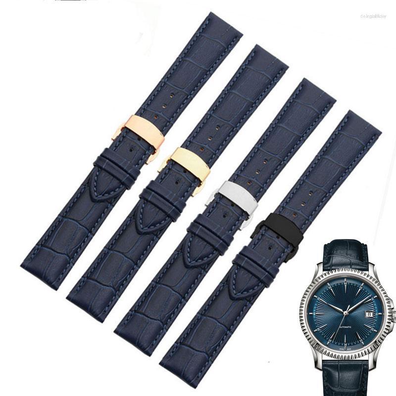 

Watch Bands Fashion Genuine Leather Men's Watchband Crocodile Texture Strap Bracelet Wrist Band 14mm 16mm 18mm 20mm 22mm Dark Blue
