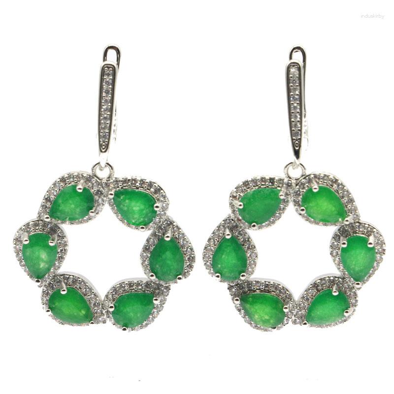 

Dangle Earrings 11g 925 SOLID STERLING SILVER Charming Green Emerald Golden Citrine Rhodolite Garnet White CZ High Trendy Polished