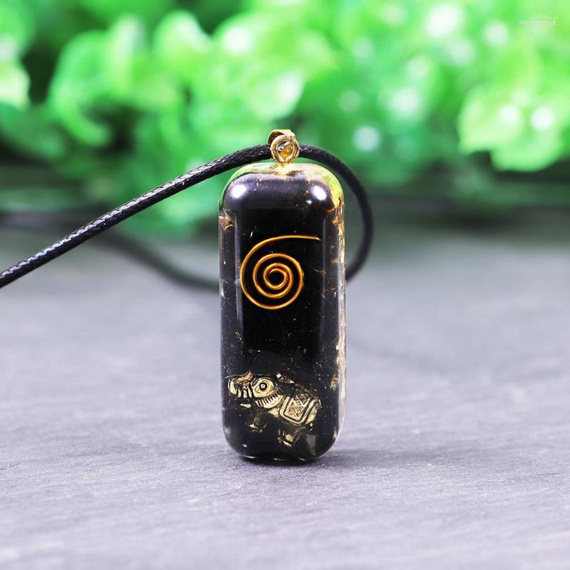 

Pendant Necklaces Obsidian Orgone Crystal Pipe Shape Necklace Balancing Chakra Energy Protection Gemstone Jewelry