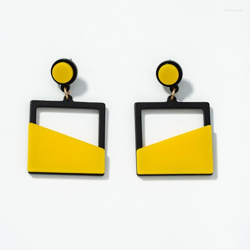 

Dangle Earrings 2023 YCQZK Exaggerated Yellow And Black Acrylic Stitching For Women Girls Party Accessories