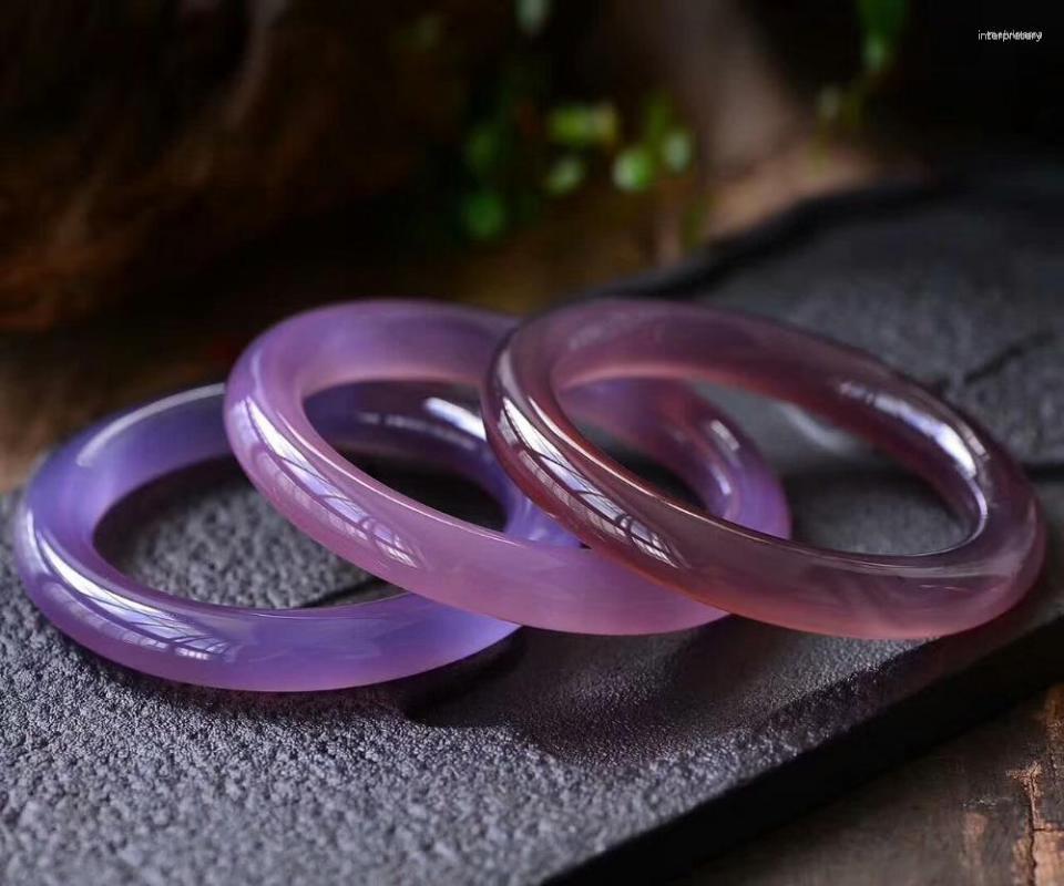 

Bangle Natural Purple Chalcedony Lady Gems Stone Inner Diameter 54mm 56mm 58mm 60mm 62mm Certificate Gift