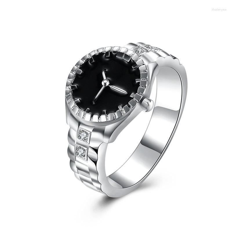 

Cluster Rings Charm 925 Sterling Silver Mini Watches Zircon For Women Fashion Engagement Wedding Gift Jewelry