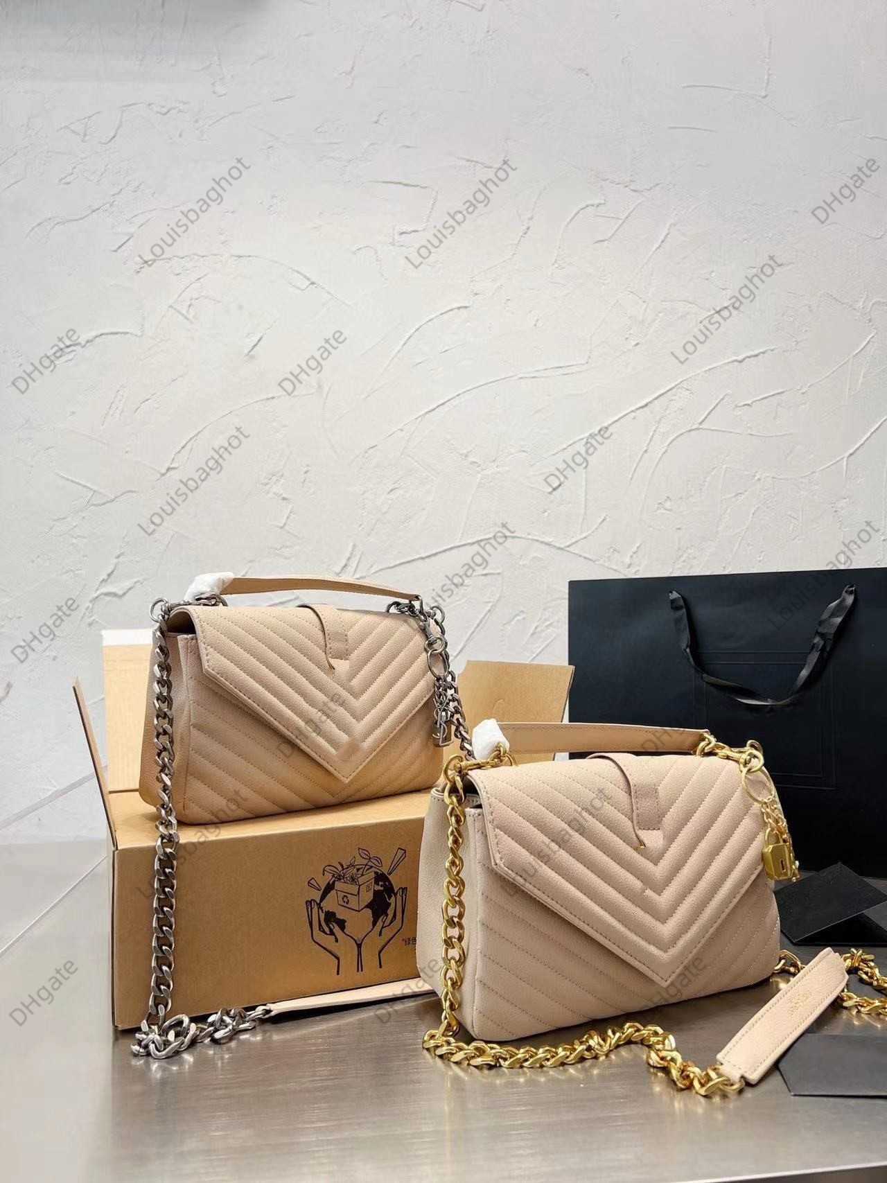 

2023 Sell Ysle Handbag Bag Luxurys Handbag Brand Handbag Crossbody Bag Shoulder Bag Messenger Bag Ysle Bag High Quality College Medium Bag, Apricot silver chain