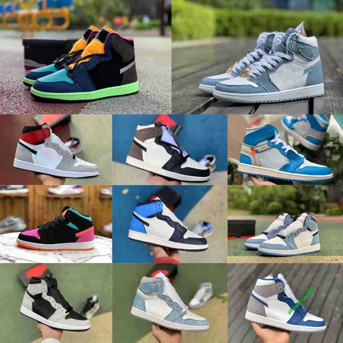 

Jumpman 1 1s Denim Basketball Shoes Chicago Obsidian Turbo Blue Pine Green Gorge Visionaire Stage Haze Hyper Royal Bio Hack DARK MOCHA Designer Sports Sneakers S58, Unc to chicago
