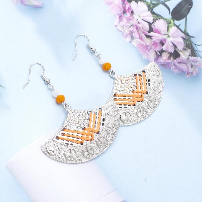 

Dangle Earrings Fashion Hand Stitched Hollowed Alloy Inlaid Rhinestone Fan Trending Women's 2023 Personality Temperament Girls Jewelry