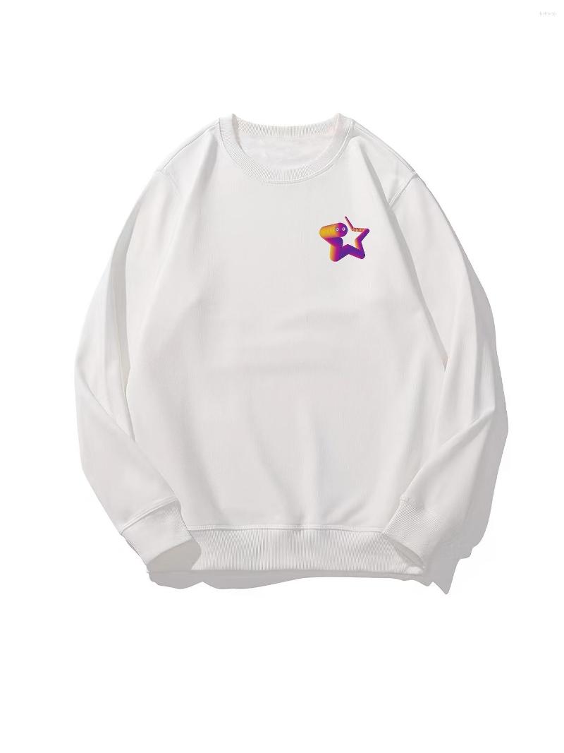 

Men's T Shirts Sweatshirt Heavyweight Crew Neck Pullover Winter Casual With Small Snake Abstract Star Graphic, White