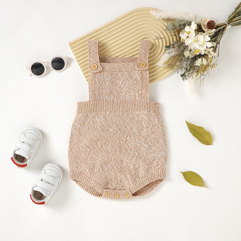 

Rompers Born Baby Bodysuits Solid Cotton Sleeveless Knitting Infant Boys Girls Strap Onesie Coveralls 0-18m Toddler Children Costumes, 82w1852-2