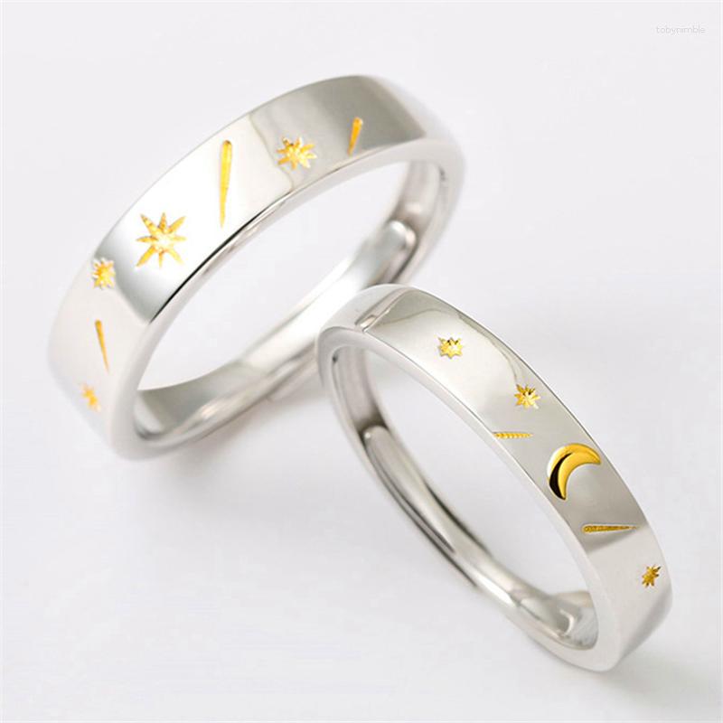 

Wedding Rings 2023 Arrival Romantic Sun Moon Meteor Shower Couple Tibetan Silver Golden Paired Lovers Engagement Ring Unix Jewelry