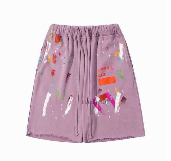 

Men's Shorts American Fashion Brand Galleryes Depts Hand-painted Splash Printing Pure Cotton Terry Fog High Street 5-point Casual Pants 5 GNJA, 16