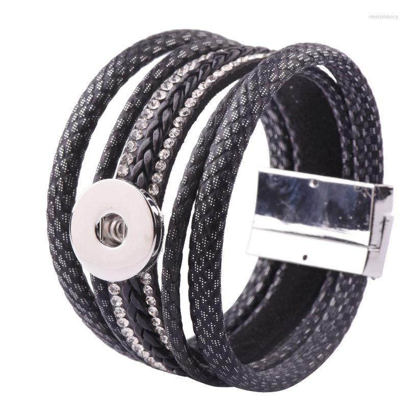 

Strand Sale Bohemian Summer Braided Leather Snap Charm Bracelets For Woman Fit 18mm Interchageable Snaps Button Rhinestone Jewelry