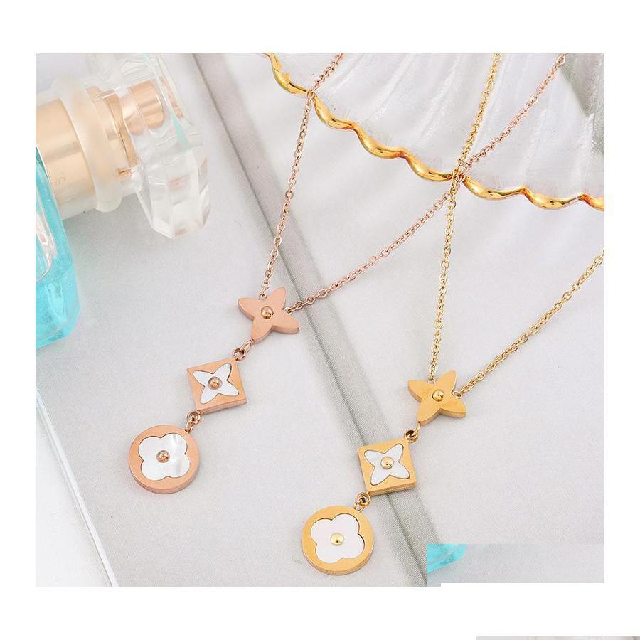 

Pendant Necklaces 18K Rose Gold 3 Clover Necklace Titanium Steel Engagement Jewelry For Women Gift Drop Delivery Pendants Otrhy Dhbxn